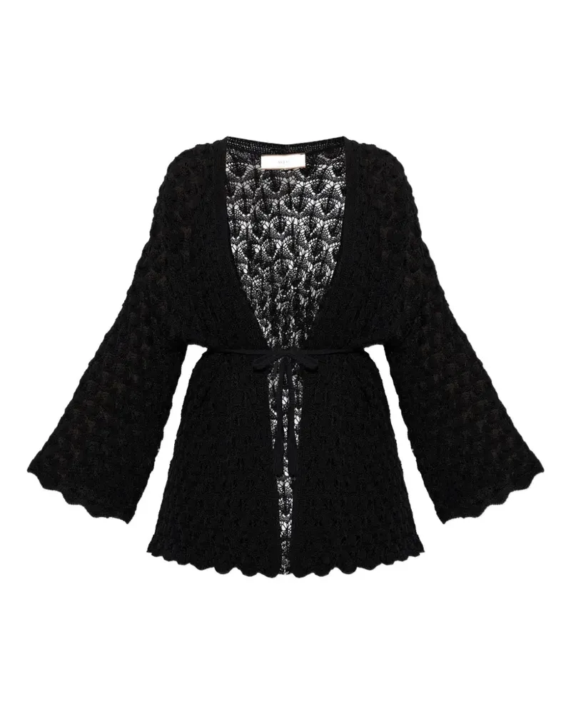 AKEP open-knit tie-waist cardigan - Schwarz Schwarz