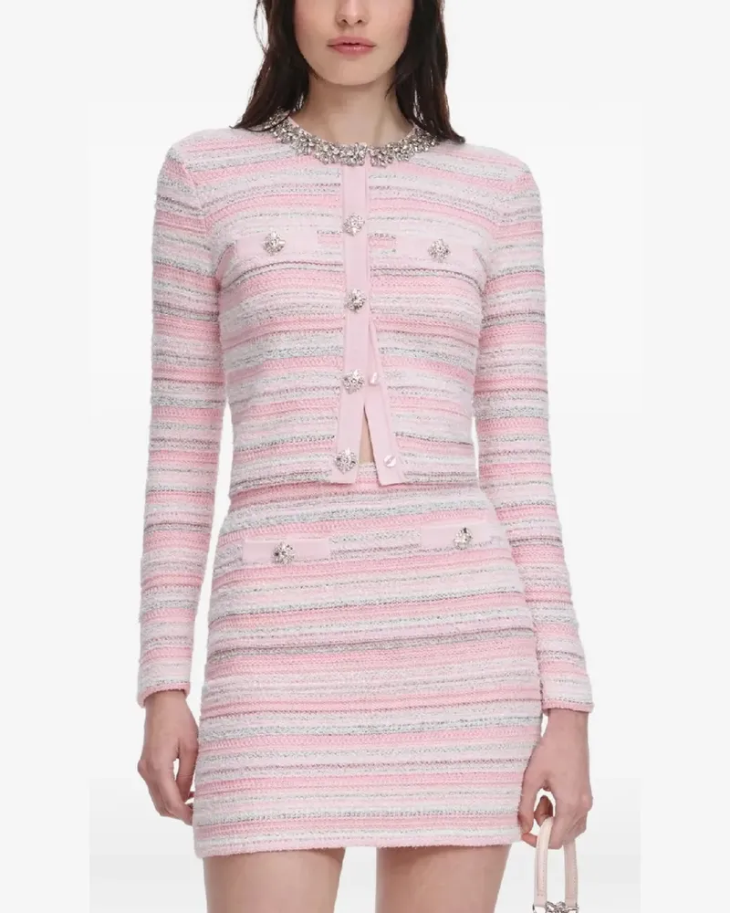 Self-Portrait crystal-embellished striped cardigan - Rosa Rosa