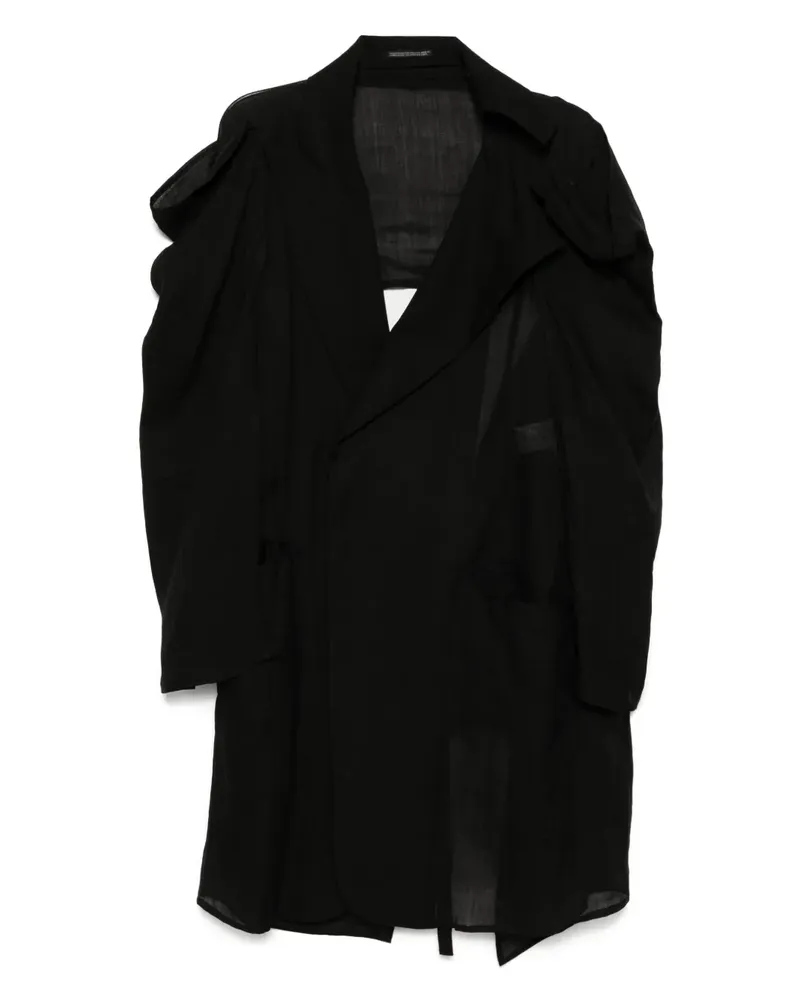 Yohji Yamamoto Twill-Blazer mit Gürtel - Schwarz Schwarz