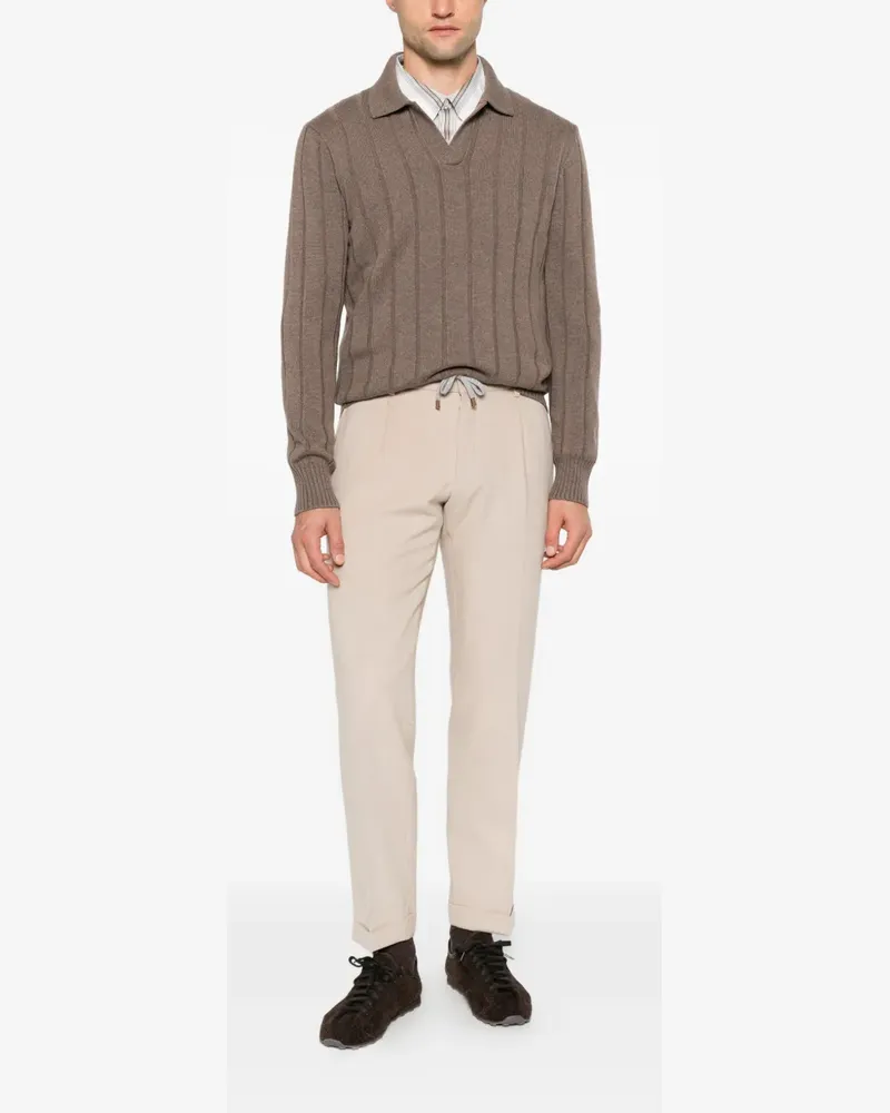 BARBA Roma drawstring-waist pleated trousers - Nude Nude