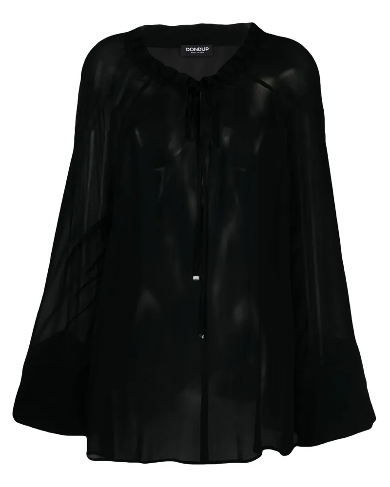 Dondup Transparente Bluse mit Schleife - Schwarz Schwarz