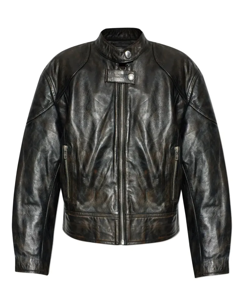 STAND Alita zip-fastening leather jacket - Schwarz Schwarz