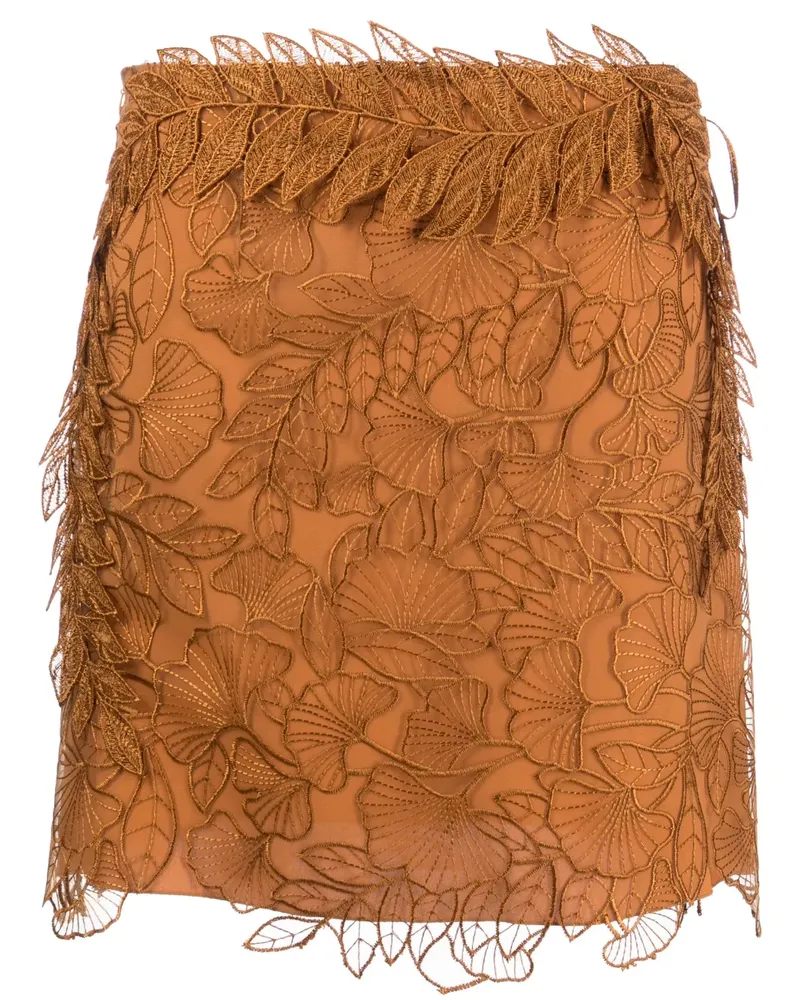 Alberta Ferretti Minirock mit floraler Spitze - Braun Braun