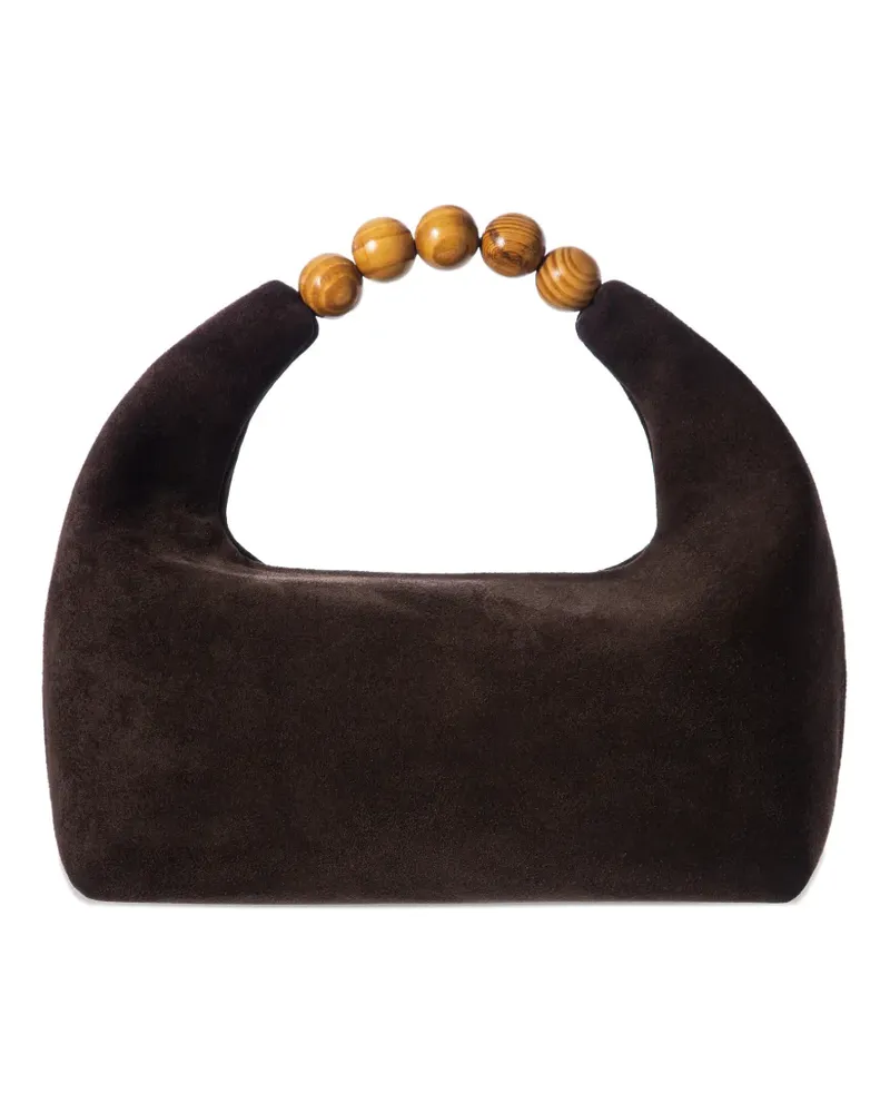 0711 Janie Tote Bag aus Wildleder mit Perlen - Braun Braun