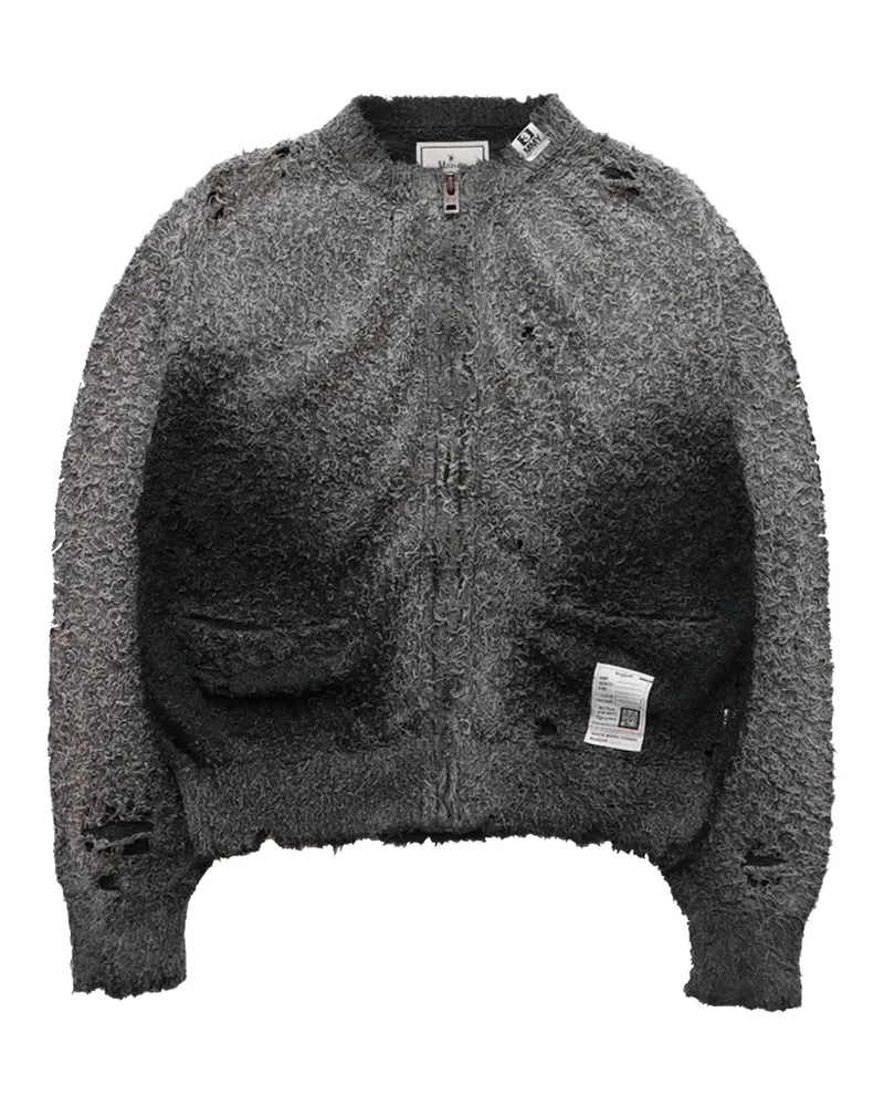 MIHARAYASUHIRO zip-up distressed cardigan - Schwarz Schwarz