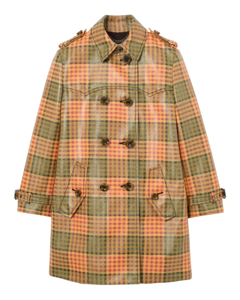Burberry Kurzer Summerside Trenchcoat aus beschichtetem Raffia-Effekt mit Check-Muster - Orange Orange