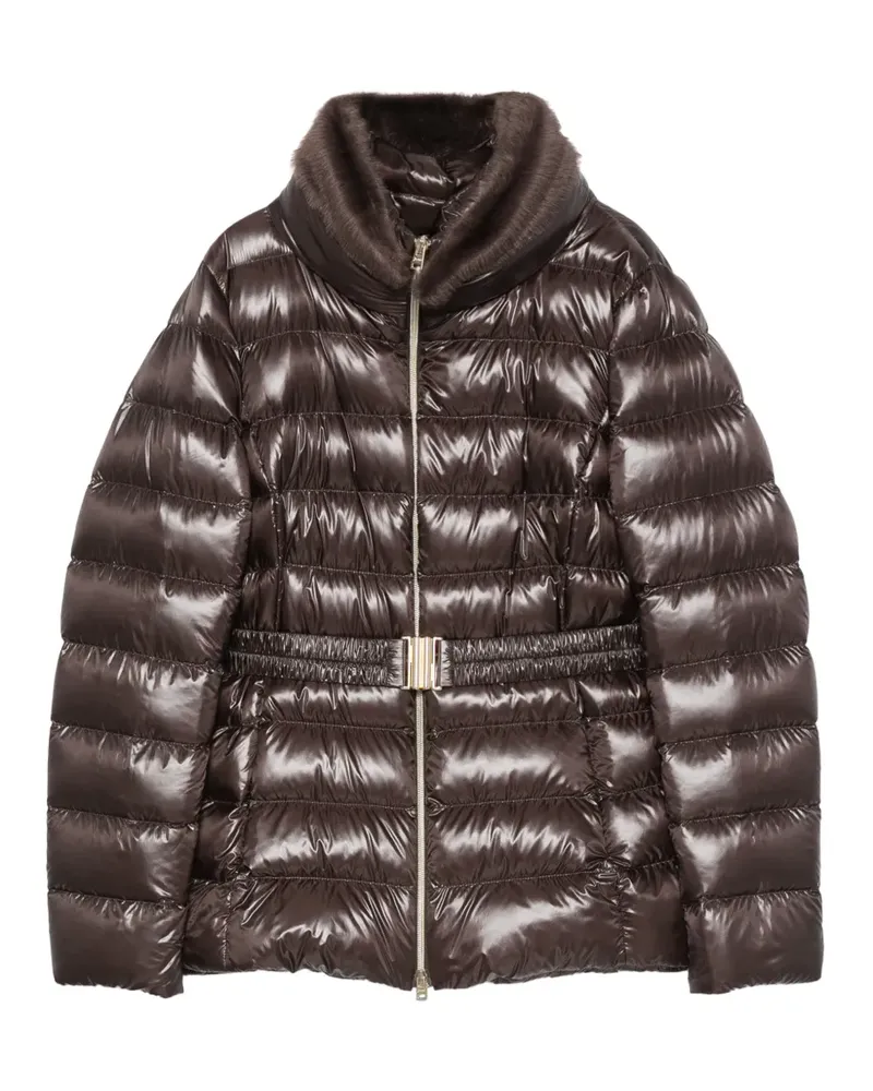 Herno belted faux-fur collar jacket - Braun Braun
