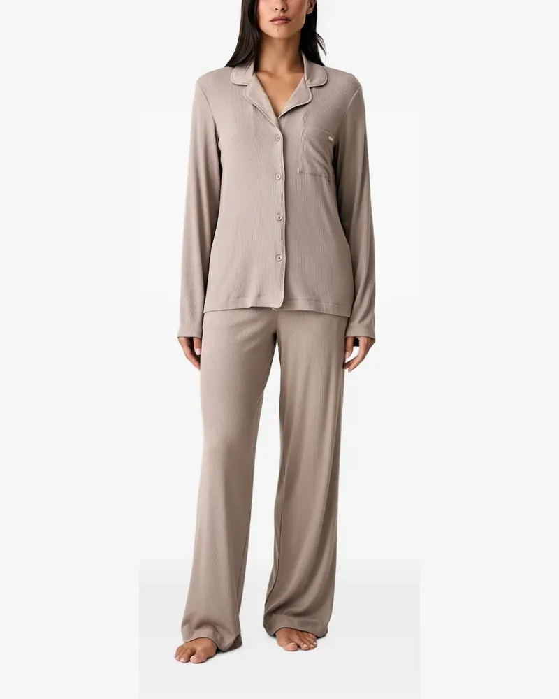 DKNY ribbed-knit pajama set - Nude Nude