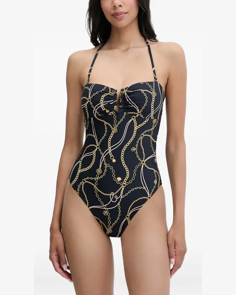 Gant chain-print halterneck swimsuit - Schwarz Schwarz