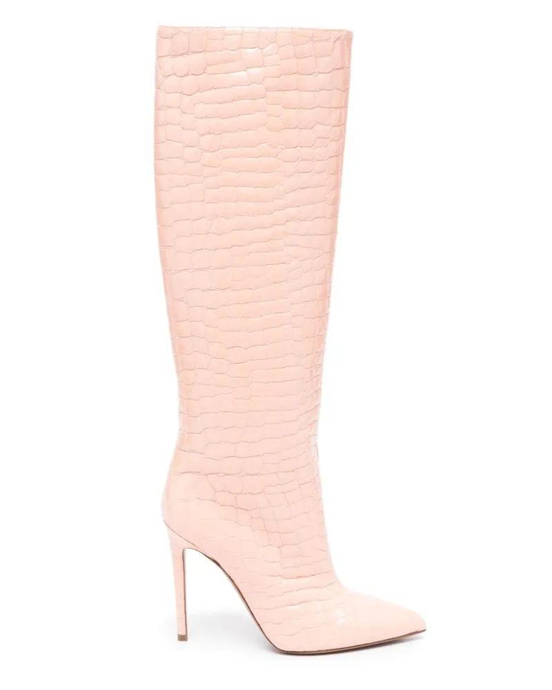 Paris Texas Stiefel mit Kroko-Prägung 120mm - Rosa Rosa
