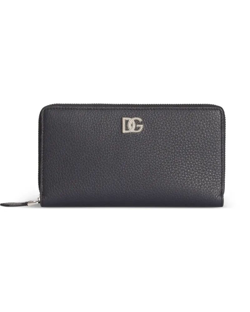Dolce & Gabbana Portemonnaie aus Kalbsleder mit Logo - Blau Blau