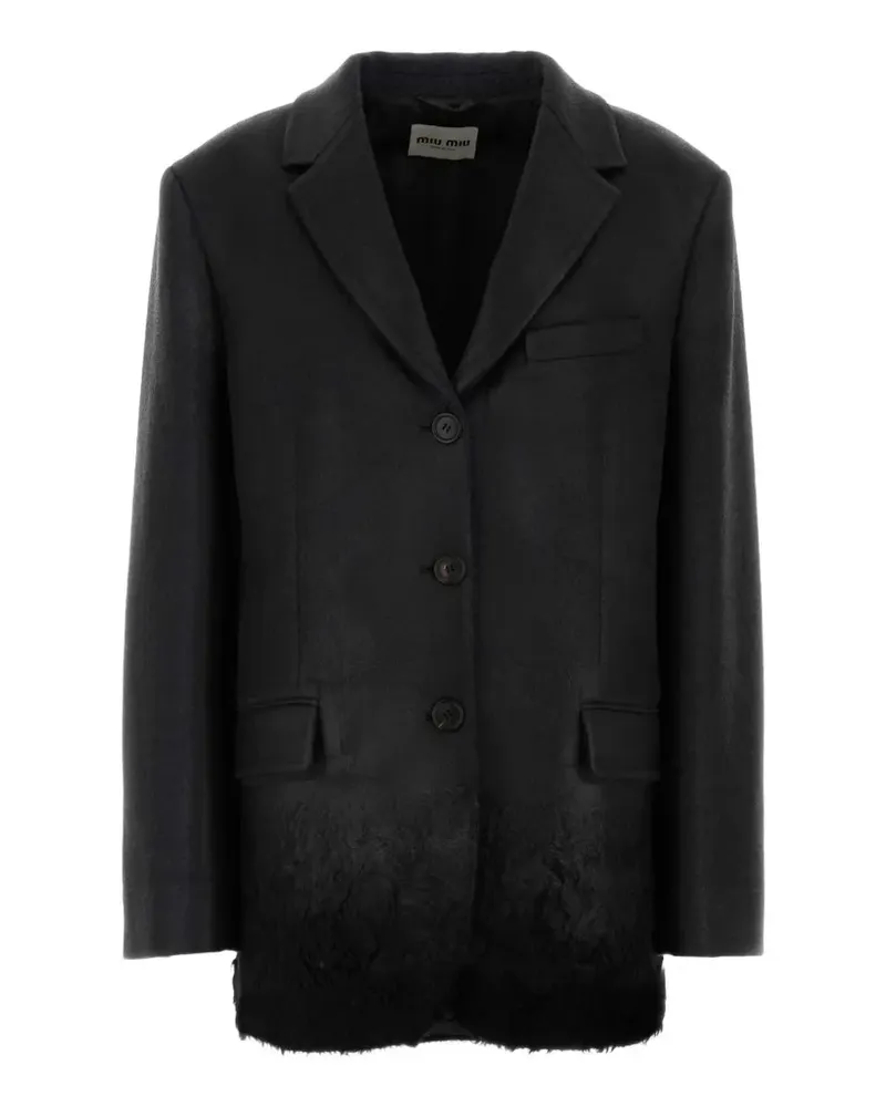 Miu Miu shearling-trim wool-blend blazer - Grau Grau