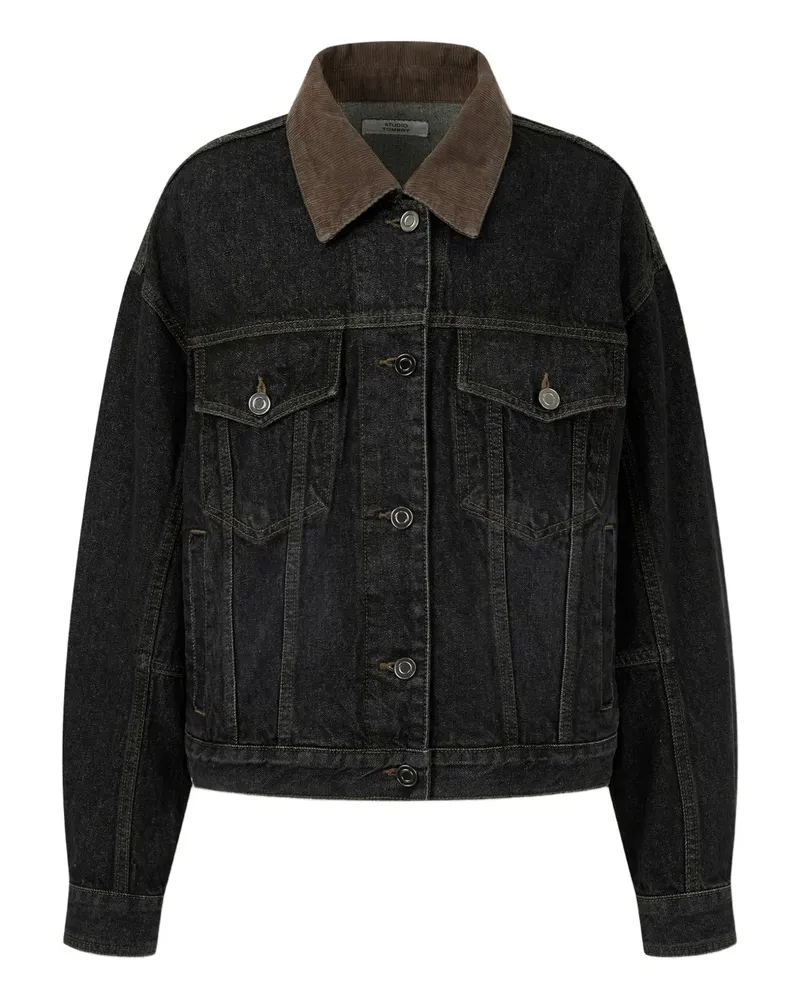 STUDIO TOMBOY Jeansjacke mit Cordkragen - Schwarz Schwarz