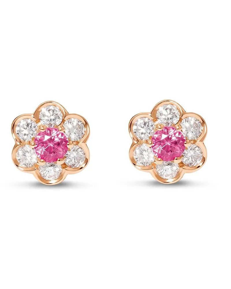 David Morris 18kt Rotgoldohrstecker mit einem Diamanten Rosa