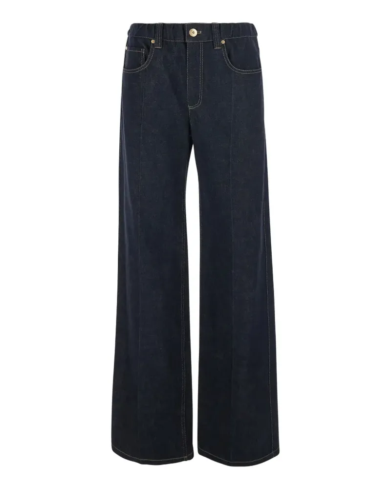 Brunello Cucinelli Weite Jeans mit Kontrastnähten - Blau Blau