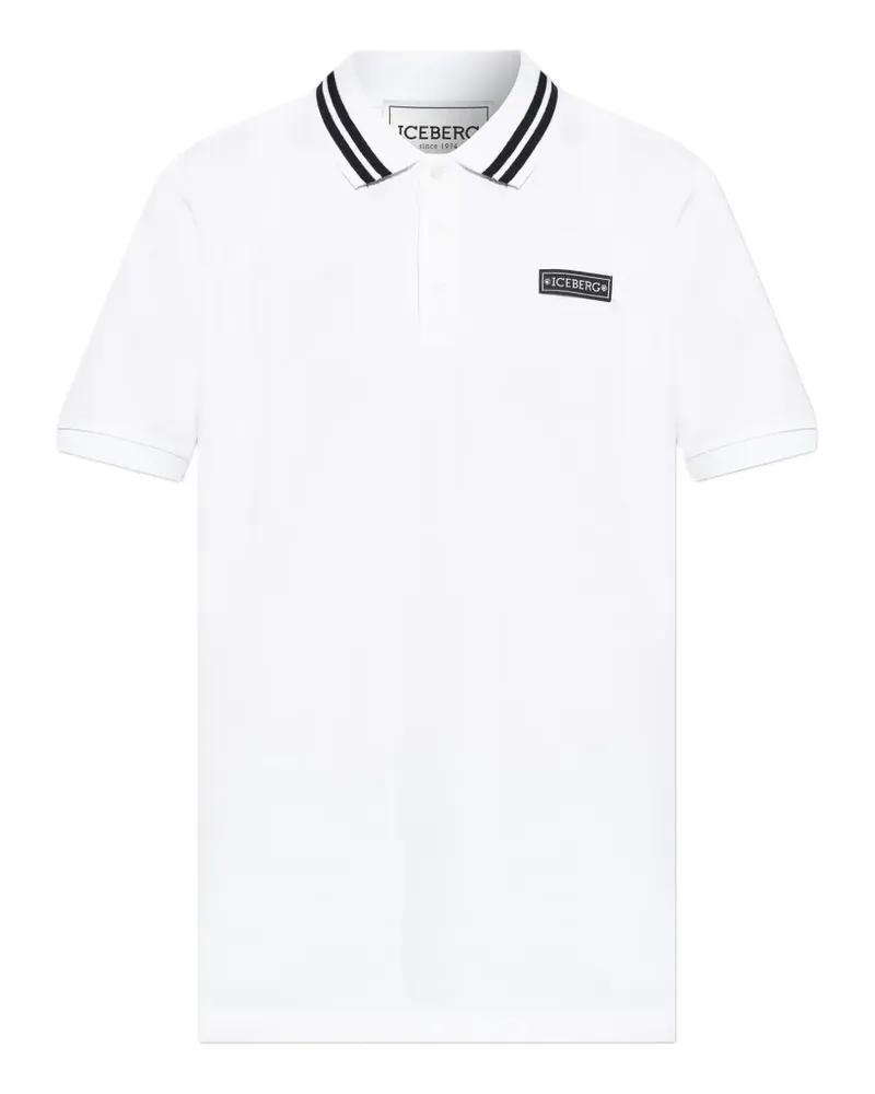 Iceberg logo-patch striped-collar polo shirt - Weiß Weiß