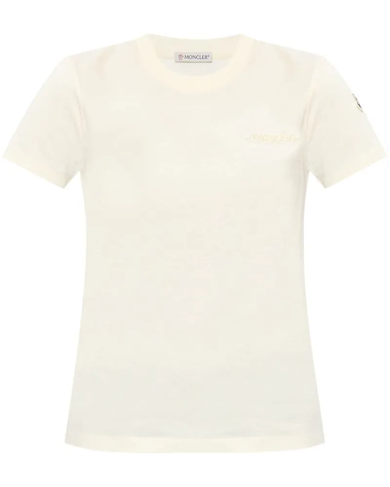 Moncler T-Shirt mit Logo-Patch - Nude Nude