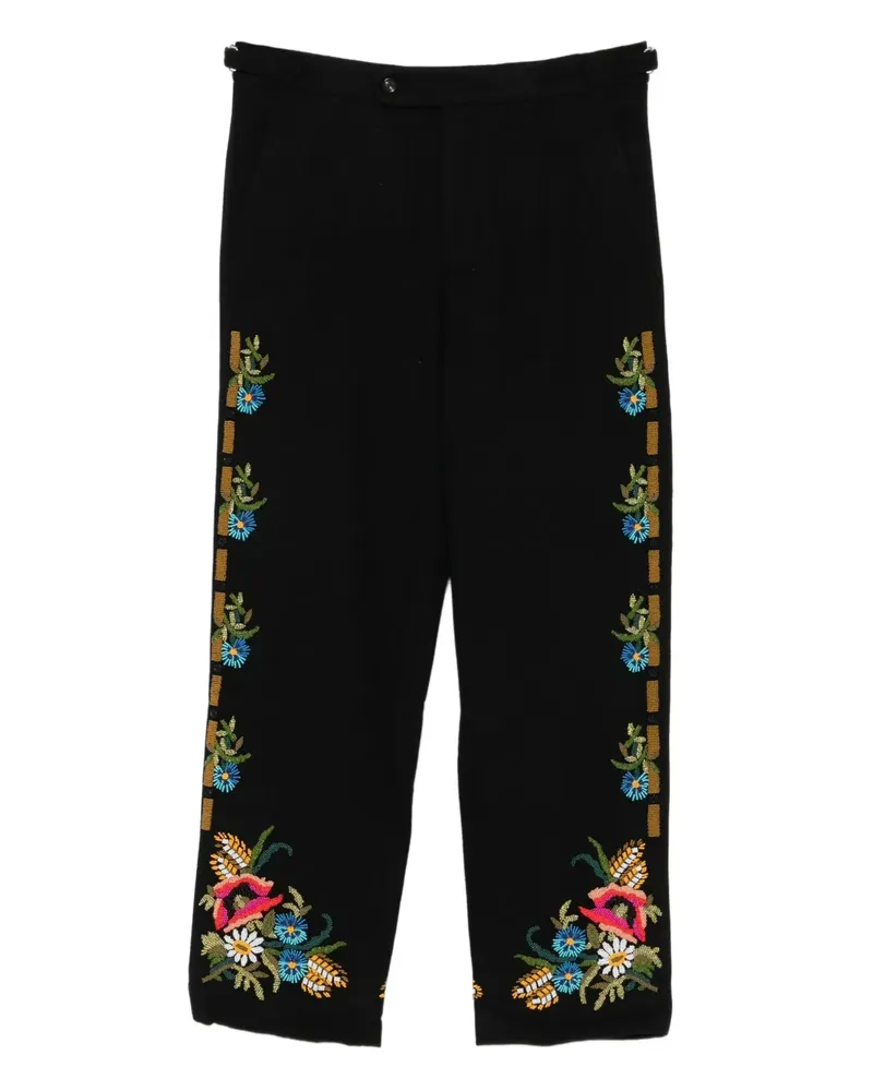 BODE Hose mit Blumenprint - Schwarz Schwarz