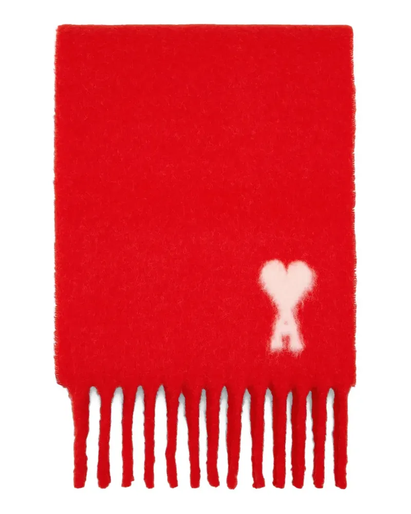 AMI Paris Ami de Coeur Schal mit Fransen - Rot Rot