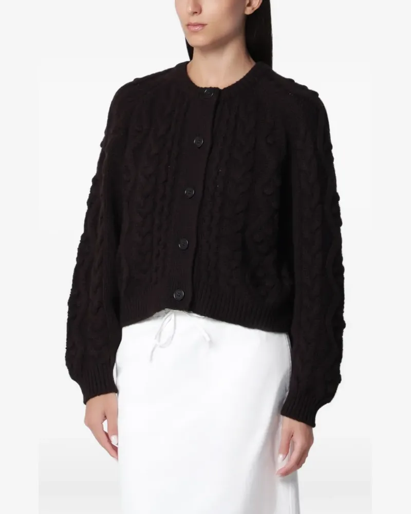 Lisa Yang Winrose Cardigan mit Zopfmuster - Schwarz Schwarz