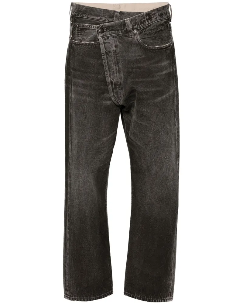 R13 Jeans mit asymmetrischem Bund - Grau Grau
