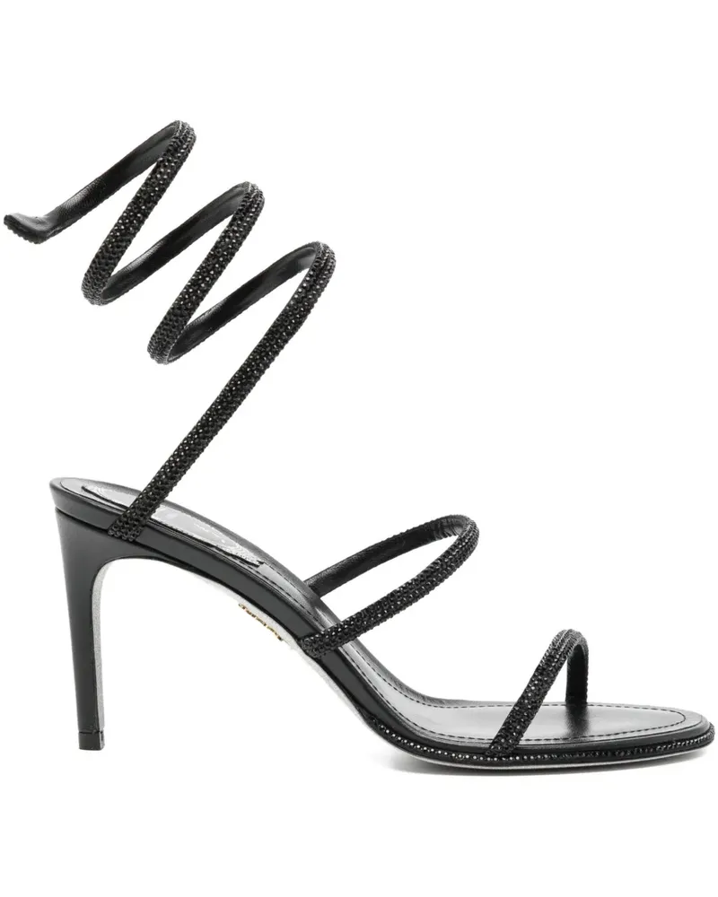 René Caovilla Cleo Sandalen 80mm - Schwarz Schwarz