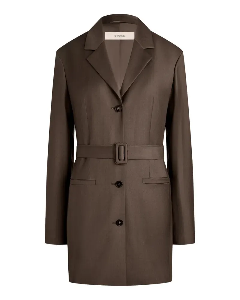 12 STOREEZ Blazer mit Gürtel - Braun Braun