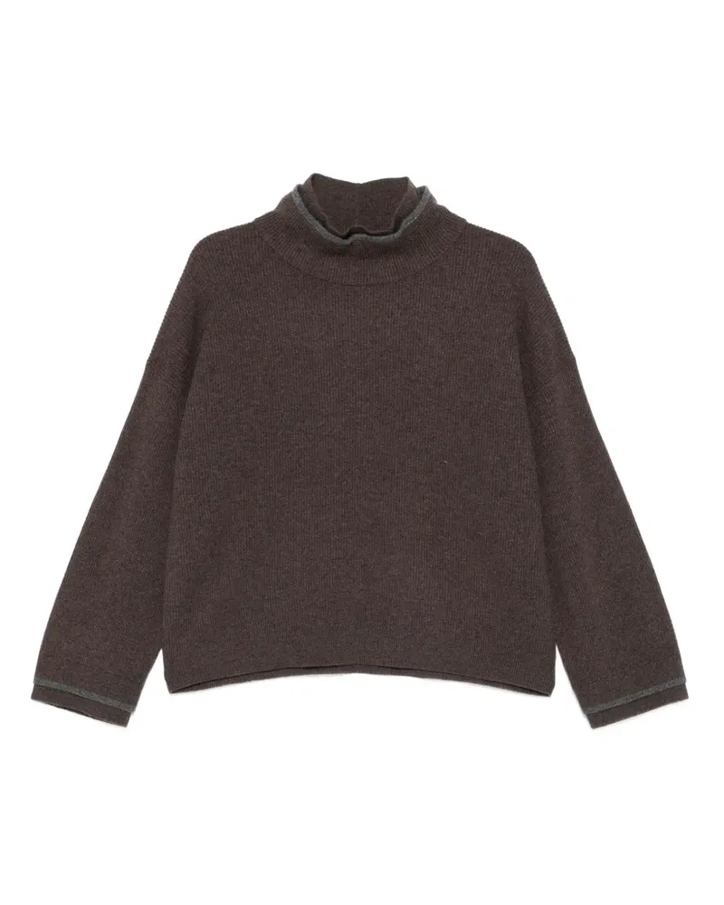 Brunello Cucinelli Gerippter Pullover mit Stehkragen - Braun Braun
