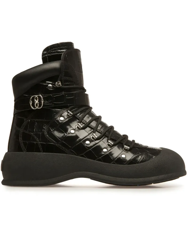 Bally Clyff Schnürstiefel mit Kroko-Effekt - Schwarz Schwarz