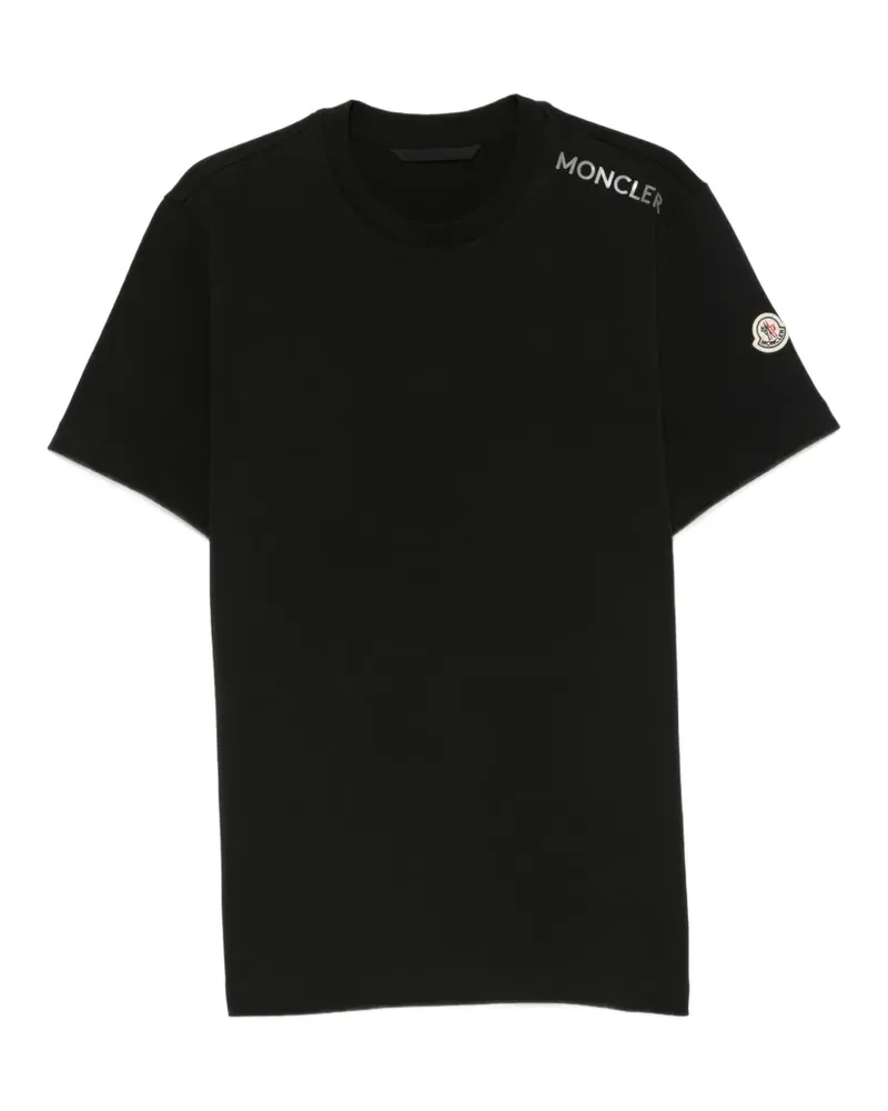 Moncler T-Shirt mit Logo-Patch - Schwarz Schwarz