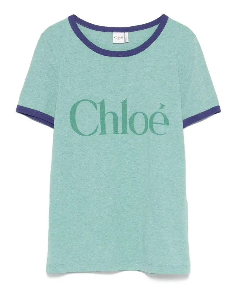 Chloé T-Shirt mit Logo-Print - Grün Grün