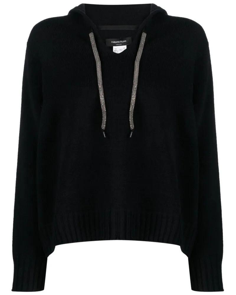 Fabiana Filippi Hoodie mit V-Ausschnitt - Schwarz Schwarz