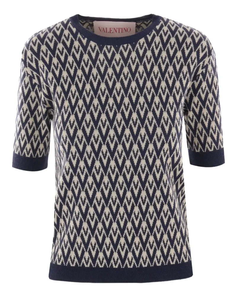 Valentino Garavani Toute La V Jacquard-Pullover - Blau Blau