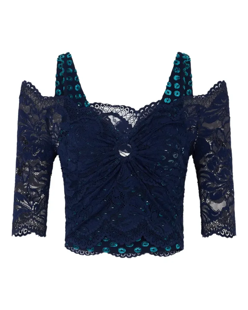 Paco Rabanne trompe-l'œil lace top - Blau Blau
