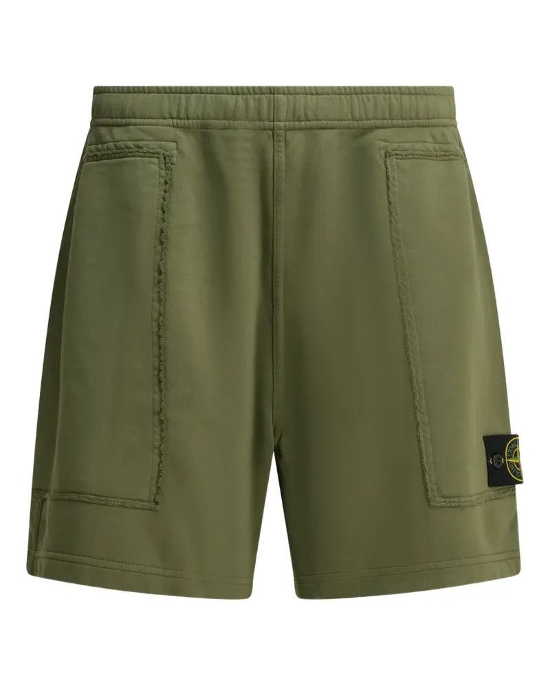 Stone Island logo-patch raw-edge shorts - Grün Grün