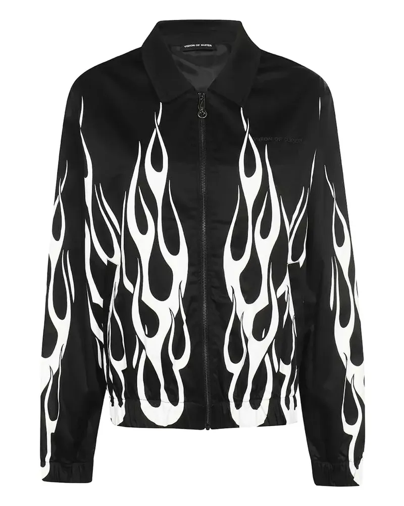 Vision Of Super Reißverschluss-Jacke mit Flammen-Print - Schwarz Schwarz