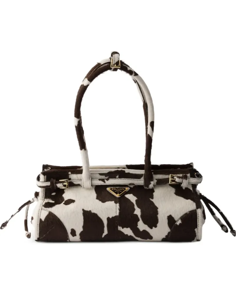 Prada Mittelgroßer Bonnie Tote Bag mit Print - Weiß Weiß