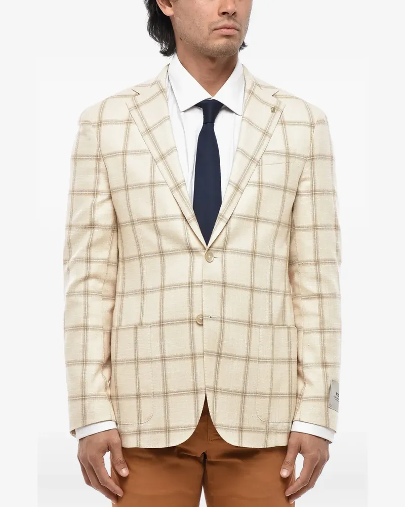 Corneliani checked patch-pocket blazer - Nude Nude