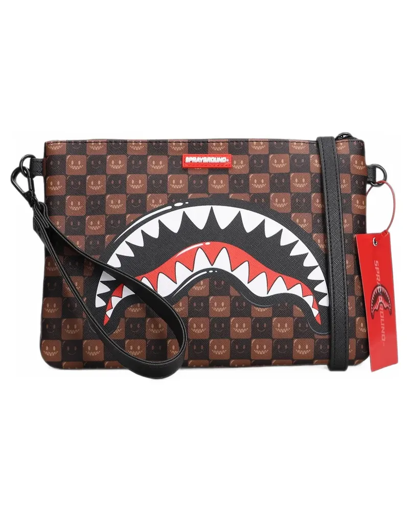 Sprayground Sharks In Paris Wtf Bubble Brown Check clutch bags - Braun Braun
