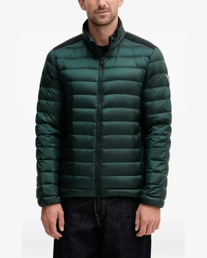 Guess quilted logo-patch jacket - Grün Grün