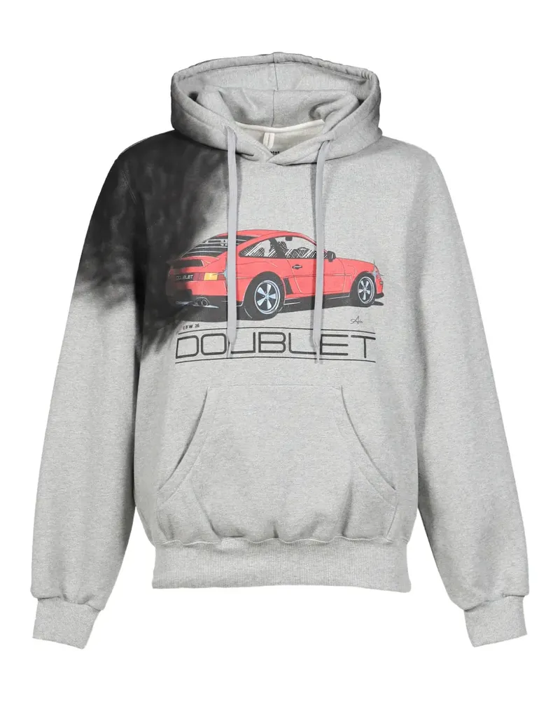 Doublet Exhaust Stained drawstring cotton hoodie - Grau Grau