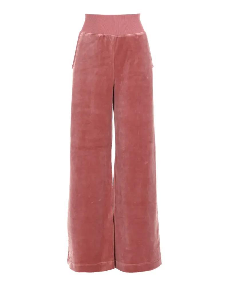 Alberta Ferretti ribbed-waistband velvet trousers - Rosa Rosa