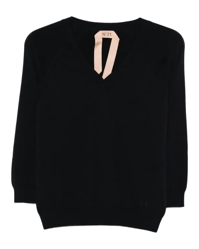 N° 21 Strickpullover mit V-Ausschnitt - Blau Blau