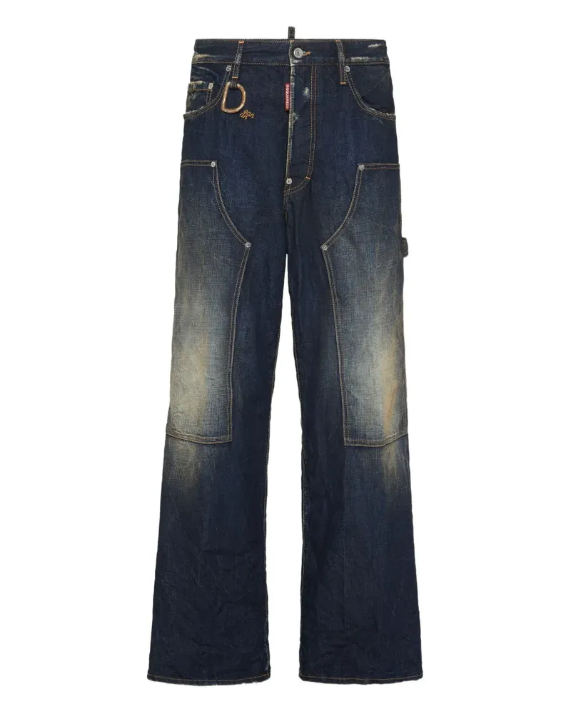 Dsquared2 Wide-Leg-Jeans mit Einsätzen - Blau Blau