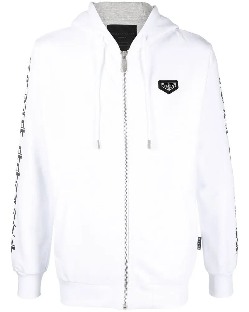 Philipp Plein Kapuzenjacke mit Totenkopf-Print - Weiß Weiß