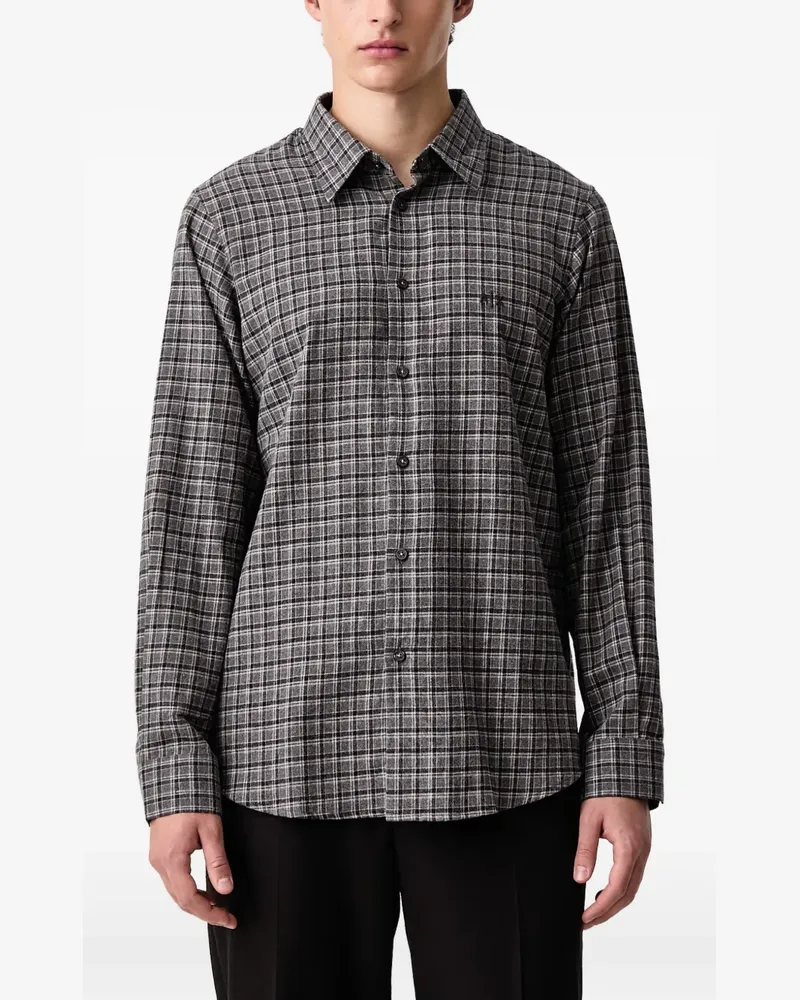 Armani Exchange check-pattern logo-embroidered shirt - Grau Grau