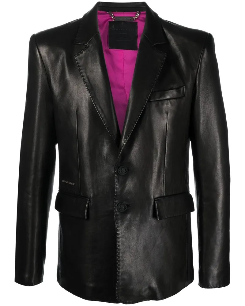 Philipp Plein Sakko aus Leder - Schwarz Schwarz