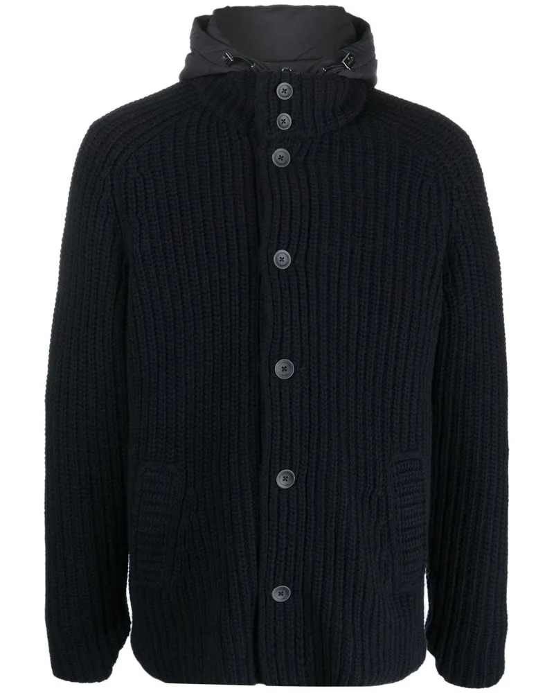 Herno Cardigan mit gefütterter Kapuze - Blau Blau