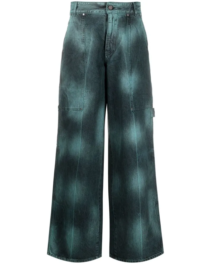 Stella McCartney Wide-Leg-Jeans mit Batikmuster - Blau Blau