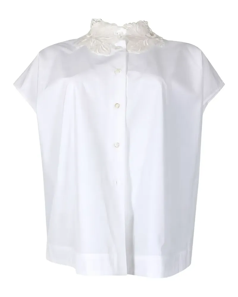 Fabiana Filippi lace-collar short-sleeve shirt - Weiß Weiß